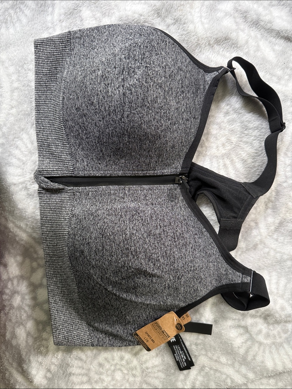 PINK Victoria's Secret Gray Front-Zip Seamless Sports Bra